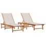Tumbonas 2 uds con mesa madera maciza acacia y textileno gris by , Loungers - Ref: Foro24-3279253, Price: 308,79 €, Discount: %