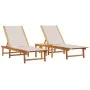 Tumbonas 2 uds con mesa madera maciza acacia y textileno gris by , Loungers - Ref: Foro24-3279253, Price: 353,56 €, Discount: %