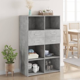 Aparador de madera de ingeniería gris 80x42,5x124 cm by , Sideboards - Ref: Foro24-3281388, Price: 124,05 €, Discount: %