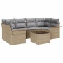 Conjunto de sofá de jardín 7 pcs Beige Poliratán