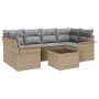 Conjunto de sofá de jardín 7 pcs Beige Poliratán