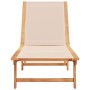 Tumbona de madera maciza de acacia y textileno crema de , Tumbonas - Ref: Foro24-4008412, Precio: 142,95 €, Descuento: %