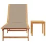 Liegestuhl mit massiver Akazienholz-Tisch und taupe Textilene von , Liegen - Ref: Foro24-4008419, Preis: 191,28 €, Rabatt: %
