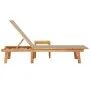 Liegestuhl mit massiver Akazienholz-Tisch und taupe Textilene von , Liegen - Ref: Foro24-4008419, Preis: 191,28 €, Rabatt: %