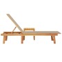 Tumbona con mesa madera maciza de acacia y textileno taupe by , Loungers - Ref: Foro24-4008419, Price: 173,30 €, Discount: %