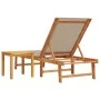 Liegestuhl mit massiver Akazienholz-Tisch und taupe Textilene von , Liegen - Ref: Foro24-4008419, Preis: 191,28 €, Rabatt: %
