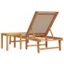 Tumbona con mesa madera maciza de acacia y textileno taupe by , Loungers - Ref: Foro24-4008419, Price: 173,30 €, Discount: %