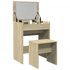 Tocador con taburete roble Sonoma 60x40x113,5 cm by , Bedroom Dressers - Ref: Foro24-848215, Price: 98,06 €, Discount: %