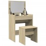 Frisiertisch mit Eichenholz-Hocker Sonoma 60x40x113,5 cm von , Schlafzimmerkommoden - Ref: Foro24-848215, Preis: 99,38 €, Rab...