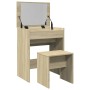 Frisiertisch mit Eichenholz-Hocker Sonoma 60x40x113,5 cm von , Schlafzimmerkommoden - Ref: Foro24-848215, Preis: 99,38 €, Rab...