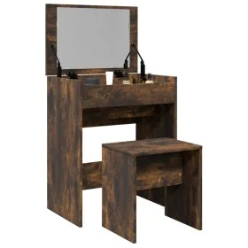 Tocador con taburete roble ahumado 60x40x113,5 cm by , Bedroom Dressers - Ref: Foro24-848217, Price: 92,54 €, Discount: %