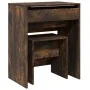 Frisiertisch mit Hocker aus geräucherter Eiche 60x40x113,5 cm von , Schlafzimmerkommoden - Ref: Foro24-848217, Preis: 92,53 €...