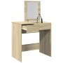 Tocador con espejo roble Sonoma 73x46,5x120 cm de , Tocadores para dormitorios - Ref: Foro24-848222, Precio: 94,90 €, Descuen...