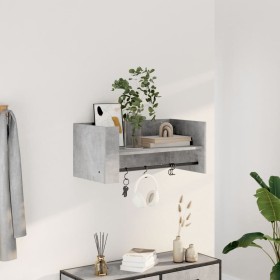 Regal aus grauem Beton und Holzwerkstoff an der Wand, 70,5x35x30,5 cm. von , Regale und Regale - Ref: Foro24-848454, Preis: 3...