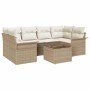 Conjunto de sofá de jardín 7 pcs Beige Poliratán