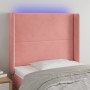Cabecero con LED de terciopelo rosa 83x16x118/128 cm