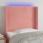 Cabecero con LED de terciopelo rosa 93x16x118/128 cm en Cabeceros y pies de cama | Comprar online en Foro24