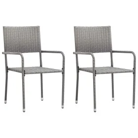 Sillas comedor de jardín apilables 2 uds ratán sintético gris by , Garden chairs - Ref: Foro24-318699, Price: 76,01 €, Discou...