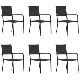 Sillas comedor de jardín apilables 6 uds ratán sintético negro by , Garden chairs - Ref: Foro24-318722, Price: 145,33 €, Disc...