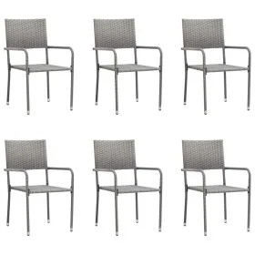 Sillas comedor de jardín apilables 6 uds ratán sintético gris by , Garden chairs - Ref: Foro24-318703, Price: 193,90 €, Disco...