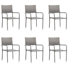 Sillas comedor de jardín apilables 6 uds ratán sintético gris by , Garden chairs - Ref: Foro24-318703, Price: 232,33 €, Disco...