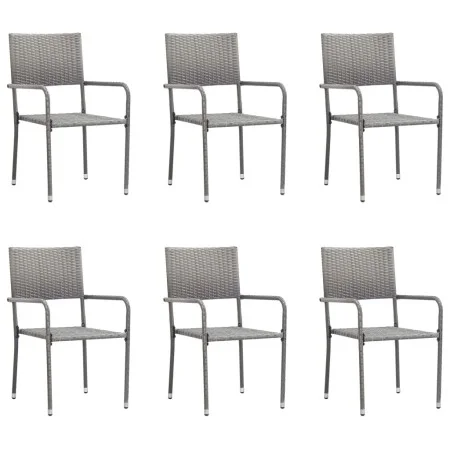 Stapelbare Garten-Esszimmerstühle, 6 Stück, aus grauem synthetischem Rattan. von , Gartenstühle - Ref: Foro24-318703, Preis: ...