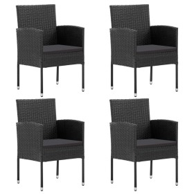 Gartenstühle mit schwarzen Kissen, 4 Stück, schwarzes Kunststoffrattan von , Gartenstühle - Ref: Foro24-318729, Preis: 239,97...