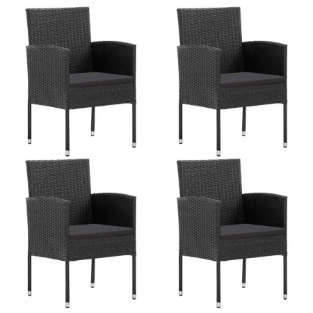 Gartenstühle mit schwarzen Kissen, 4 Stück, schwarzes Kunststoffrattan von , Gartenstühle - Ref: Foro24-318729, Preis: 236,77...