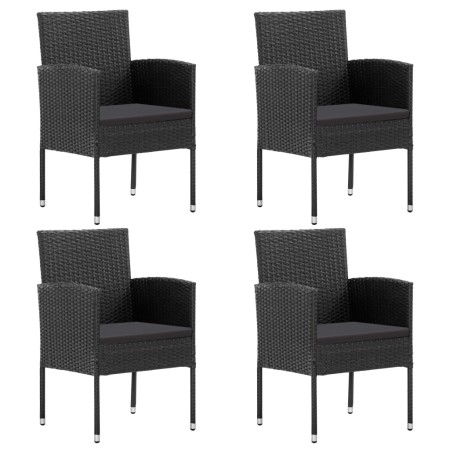 Gartenstühle mit schwarzen Kissen, 4 Stück, schwarzes Kunststoffrattan von , Gartenstühle - Ref: Foro24-318729, Preis: 239,97...