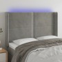 Cabecero con LED de terciopelo gris claro 147x16x118/128 cm