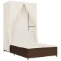Doppel-Liegestuhl mit Dach und Vorhängen aus braunem synthetischem Rattan. von , Liegen - Ref: Foro24-368100, Preis: 290,11 €...