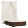 Doppel-Liegestuhl mit Dach und Vorhängen aus braunem synthetischem Rattan. von , Liegen - Ref: Foro24-368100, Preis: 260,33 €...