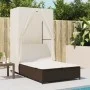Doppel-Liegestuhl mit Dach und Vorhängen aus braunem synthetischem Rattan. von , Liegen - Ref: Foro24-368100, Preis: 290,11 €...