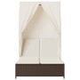 Doppel-Liegestuhl mit Dach und Vorhängen aus braunem synthetischem Rattan. von , Liegen - Ref: Foro24-368100, Preis: 260,33 €...