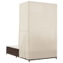 Tumbona doble con techo y cortinas ratán sintético marrón de , Tumbonas - Ref: Foro24-368100, Precio: 239,91 €