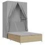 Tumbona doble con techo y cortinas ratán sintético beige de , Tumbonas - Ref: Foro24-368102, Precio: 276,51 €, Descuento: %