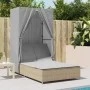 Doppel-Liegestuhl mit Dach und Vorhängen aus synthetischem Rattan in Beige. von , Liegen - Ref: Foro24-368102, Preis: 292,19 ...