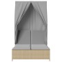 Doppel-Liegestuhl mit Dach und Vorhängen aus synthetischem Rattan in Beige. von , Liegen - Ref: Foro24-368102, Preis: 262,19 ...