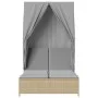 Tumbona doble con techo y cortinas ratán sintético beige de , Tumbonas - Ref: Foro24-368102, Precio: 276,51 €, Descuento: %