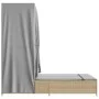 Doppel-Liegestuhl mit Dach und Vorhängen aus synthetischem Rattan in Beige. von , Liegen - Ref: Foro24-368102, Preis: 292,19 ...