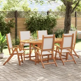 Juego comedor de jardín 7 pzas madera maciza acacia y textileno by , Garden sets - Ref: Foro24-3279287, Price: 743,09 €, Disc...