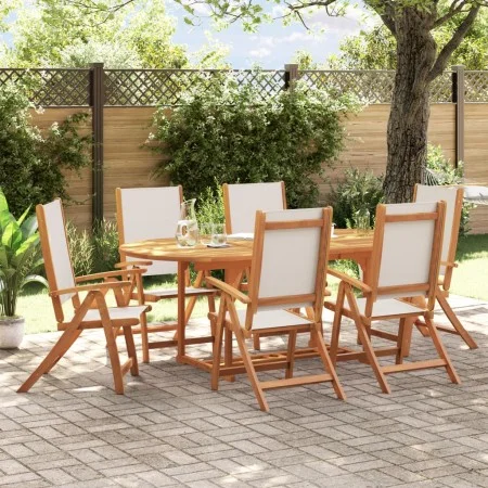 Juego comedor de jardín 7 pzas madera maciza acacia y textileno von , Gartensets - Ref: Foro24-3279287, Preis: 743,98 €, Raba...