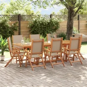Juego comedor de jardín 9 pzas madera maciza acacia y textileno by , Garden sets - Ref: Foro24-3279321, Price: 1,00 €, Discou...