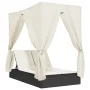Tumbona doble con techo y cortinas ratán sintético negro by , Loungers - Ref: Foro24-368072, Price: 306,51 €, Discount: %