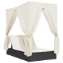 Tumbona doble con techo y cortinas ratán sintético negro by , Loungers - Ref: Foro24-368072, Price: 305,36 €, Discount: %