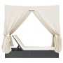 Tumbona doble con techo y cortinas ratán sintético negro by , Loungers - Ref: Foro24-368072, Price: 305,36 €, Discount: %
