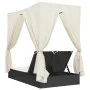 Tumbona doble con techo y cortinas ratán sintético negro by , Loungers - Ref: Foro24-368072, Price: 306,51 €, Discount: %