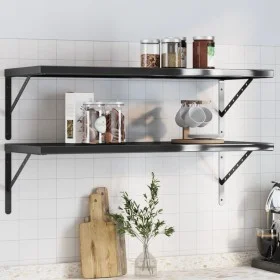 Estantes de pared 2 uds acero inoxidable negro 100x40x3 cm by , Shelves and shelves - Ref: Foro24-30287, Price: 67,17 €, Disc...