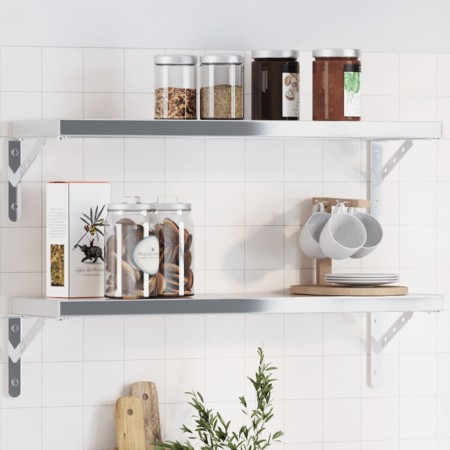Soportes de estante 4 uds acero inoxidable 23,5x2,5x15,5 cm by , Shelves and shelves - Ref: Foro24-30298, Price: 23,21 €, Dis...