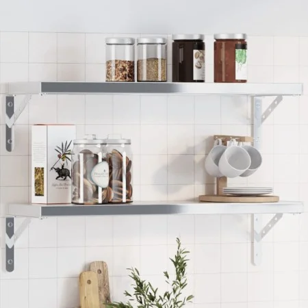 Soportes de estante 4 uds acero inoxidable 23,5x2,5x15,5 cm by , Shelves and shelves - Ref: Foro24-30298, Price: 31,88 €, Dis...